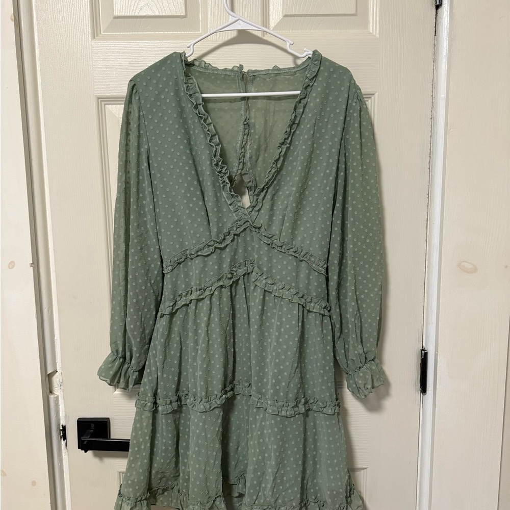 Green Ruffled Women's Dress